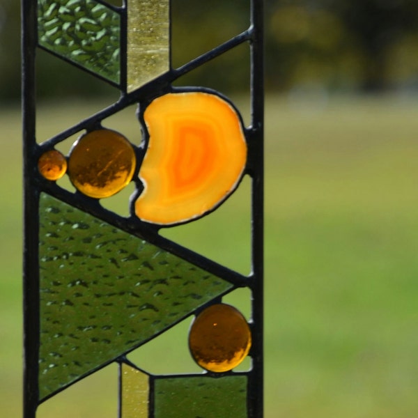 Large Stained Glass Garden Decoration, Arts and Crafts,  'Fall Patterns'