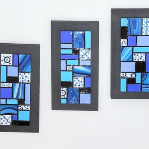 Fused Glass Wall Art Hanging Fused Glass Art Fused Glass Triptych Fused Glass Wall Decor Three Fused Glass Panels.  &quot;Games&quot;