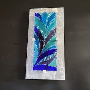 Fused Glass Wall Art for Home Decor Fused Glass Wall Panel Modern Wall Art Glass Interior Home Decorating Idea Glass and Metal  &quot;Splash&quot;