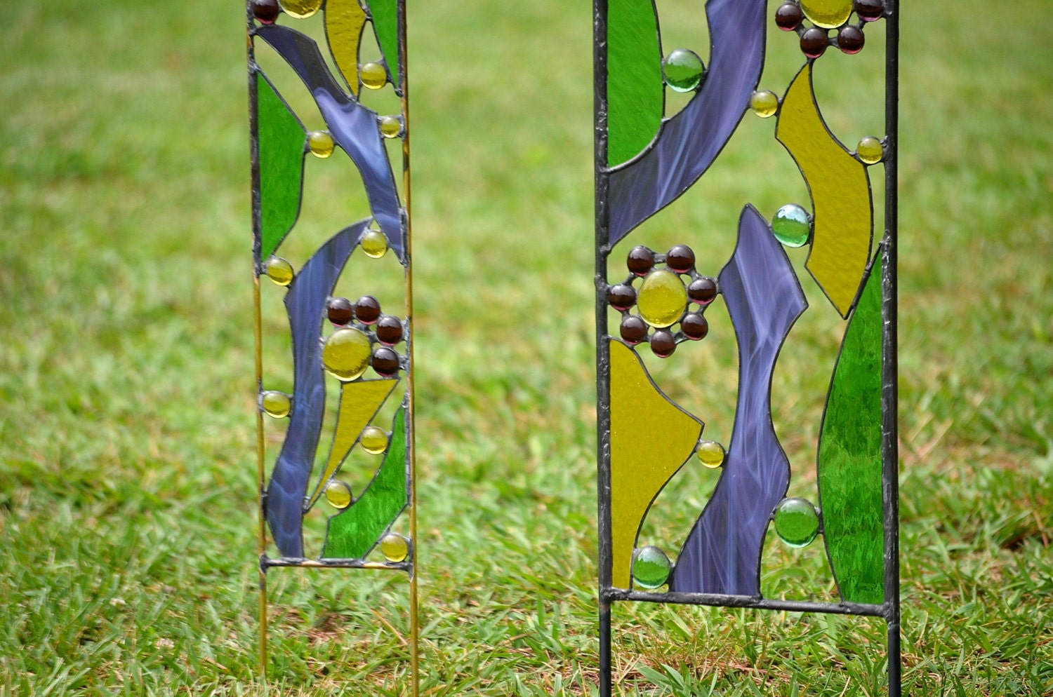Stained Glass Garden Sculptures Yard Art in Pairs for Your Etsy