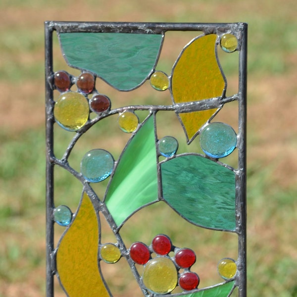 Stained Glass Garden Art Etsy
