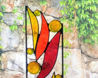 Contemporary Stained Glass Garden Sculpture - Glass Garden Art - Solar Flares