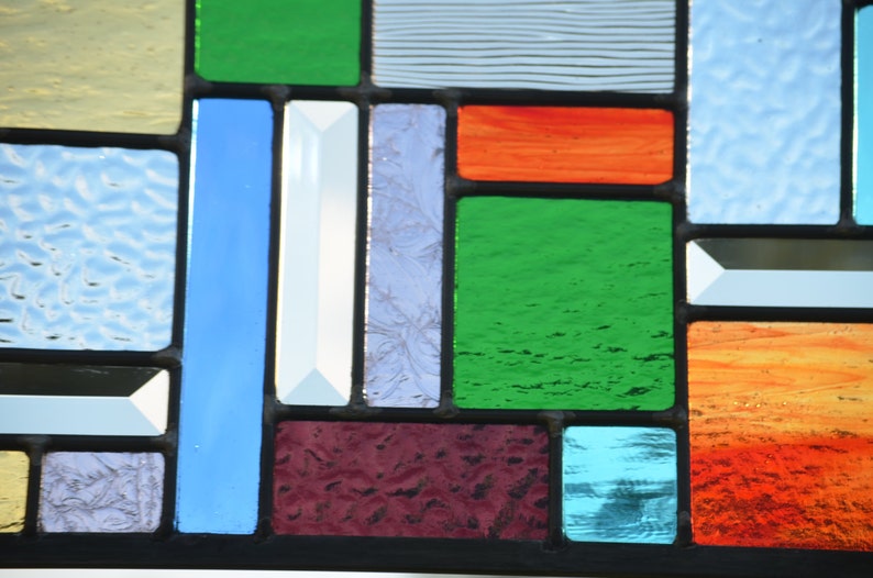 closeup of textures in Four Seasons stained glass panel