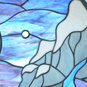 closeup of mountains in tiffany stained glass art