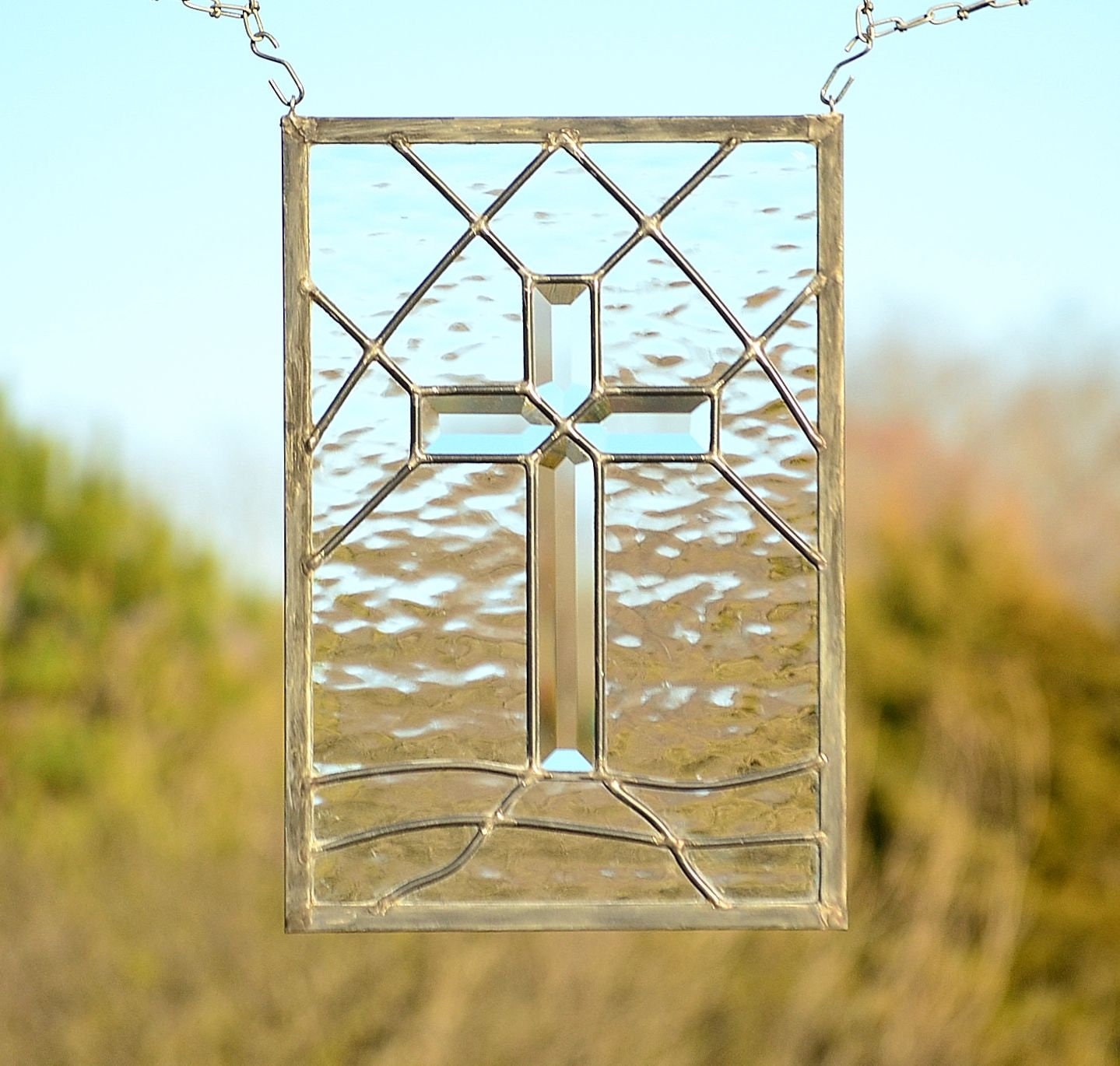 Cross Stained Glass Window - Gothic Arch Stained Glass Cross