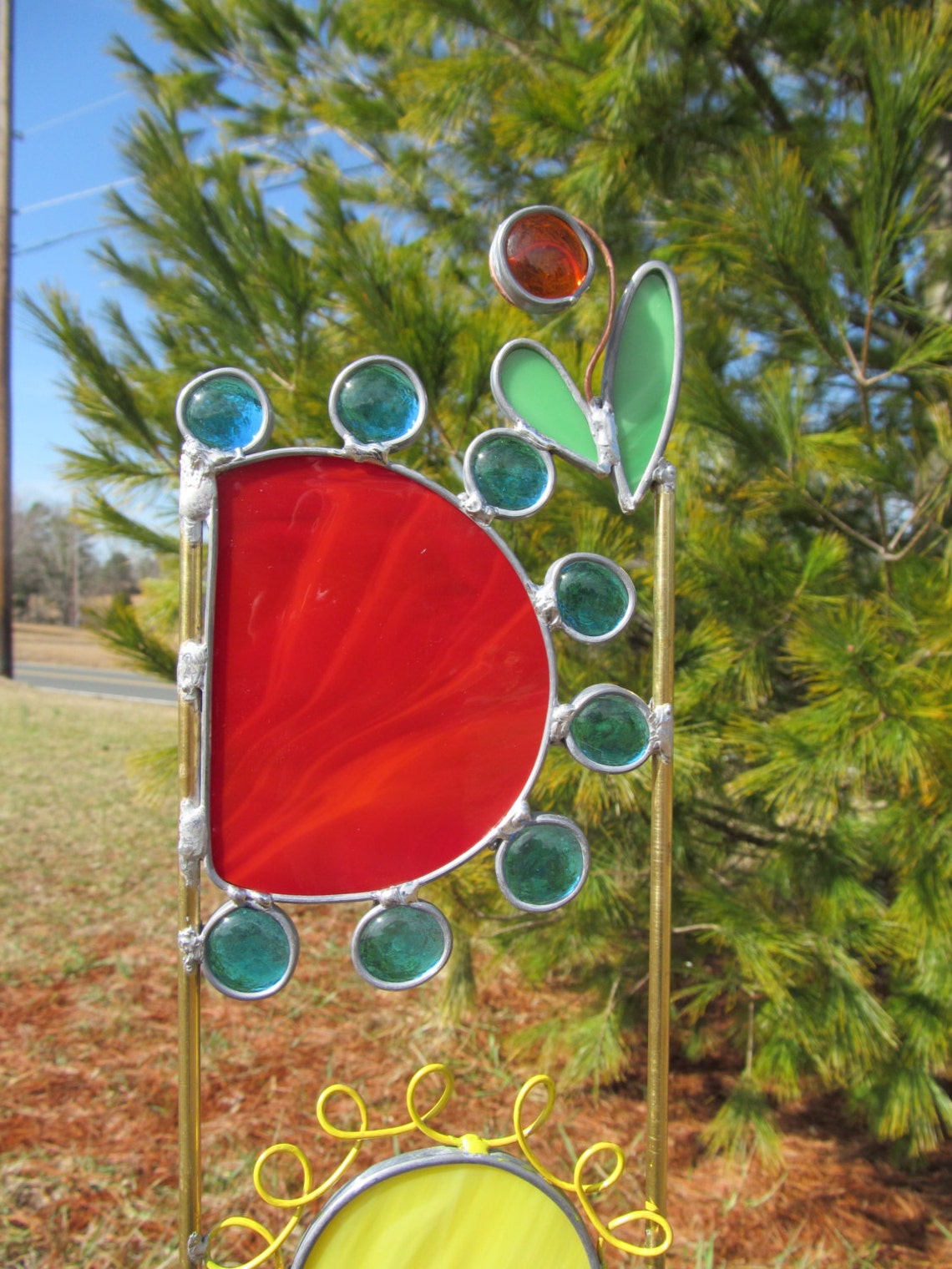 Stained Glass Garden Art 'wildflowers Garden Stake' Etsy