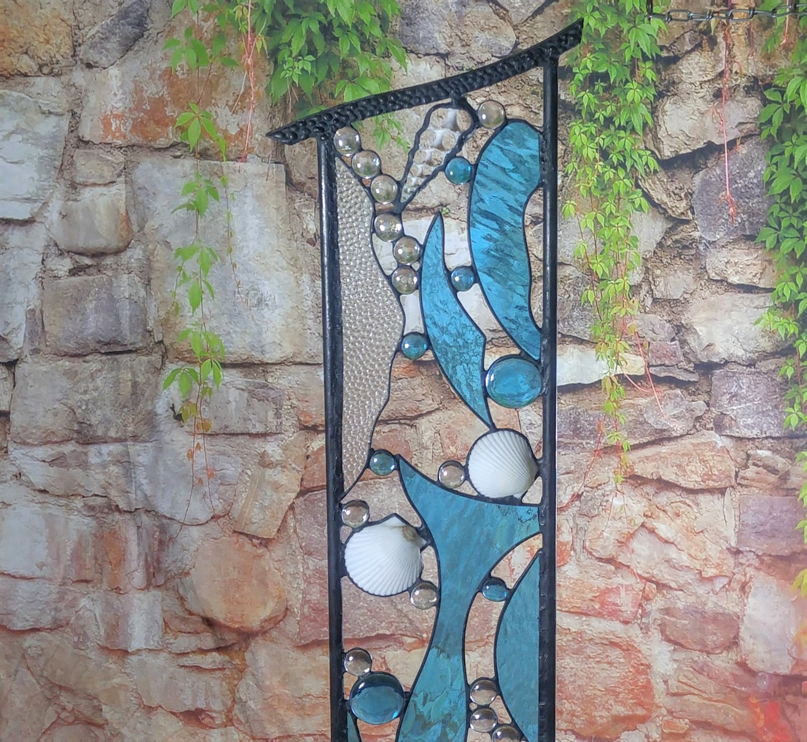 Large Stained Glass Beach Art Yard Art Beach Decor Garden Etsy
