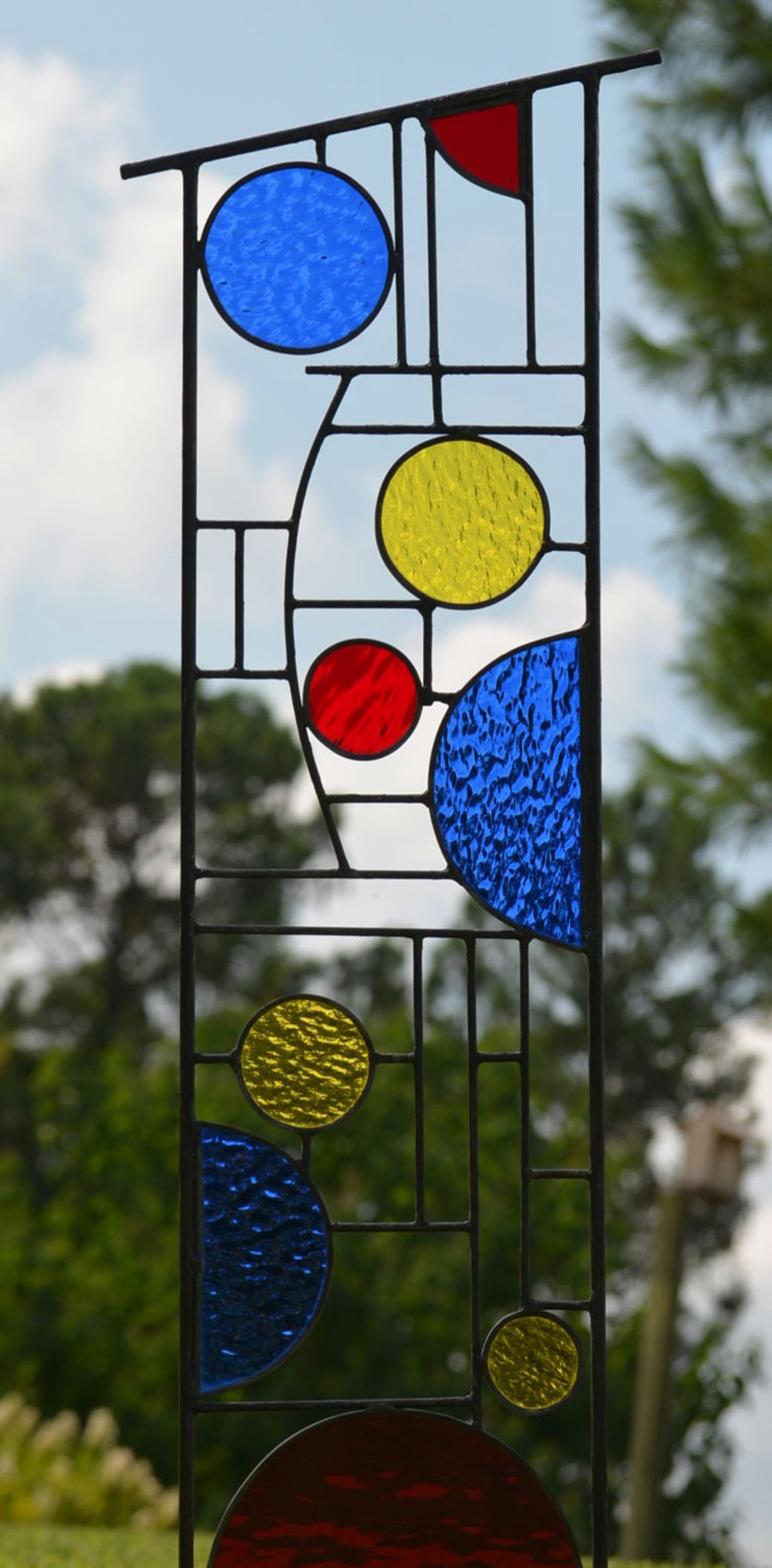 Large Stained Glass Garden Decoration Yard Art Garden Etsy