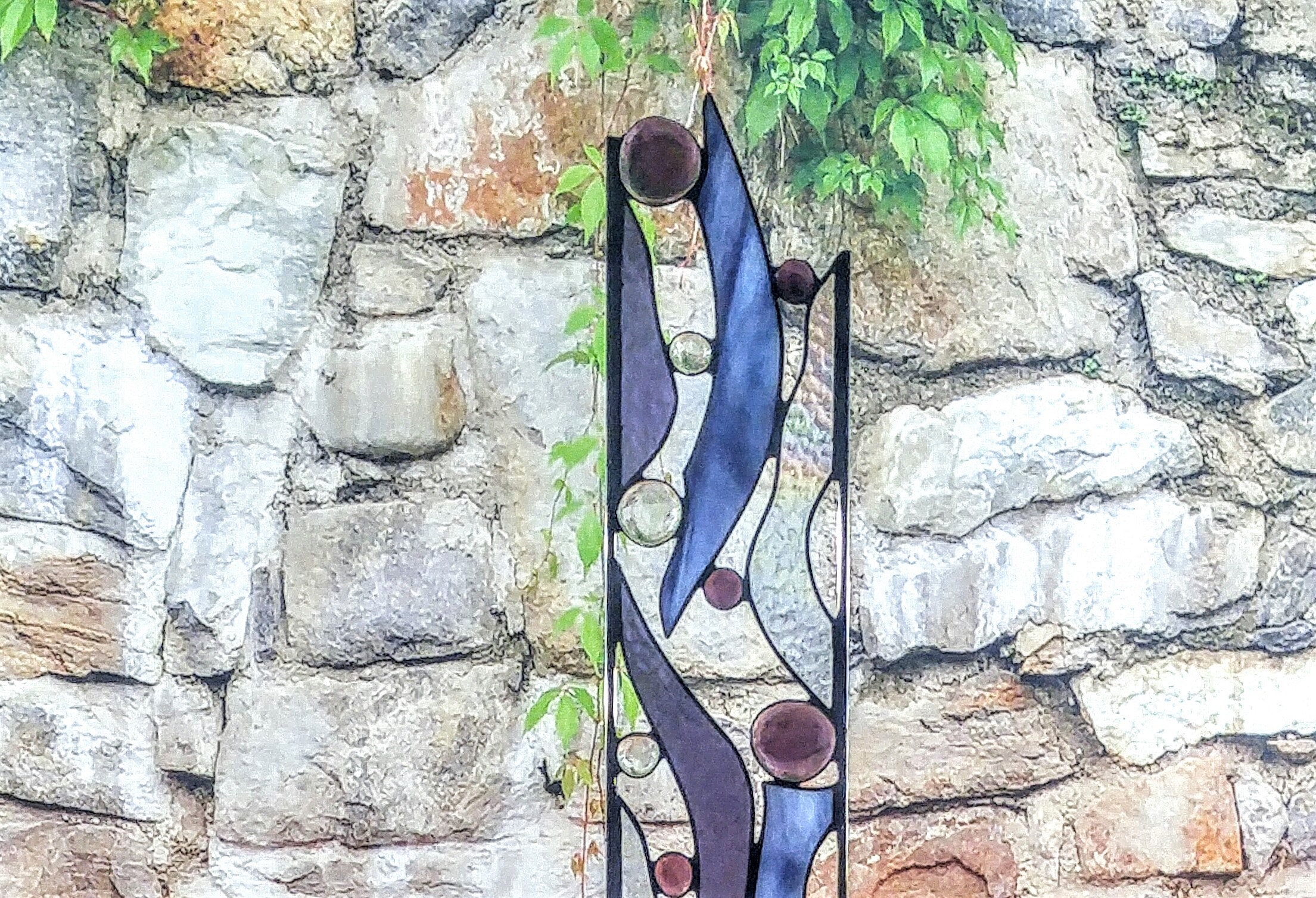 Stained Glass Garden Stake Glass Garden Decor Glass Lawn Etsy