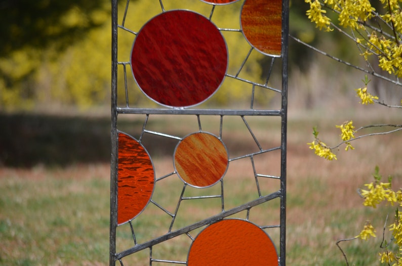 Tall Garden Art Stained Glass Yard Art Stained Glass Garden Etsy