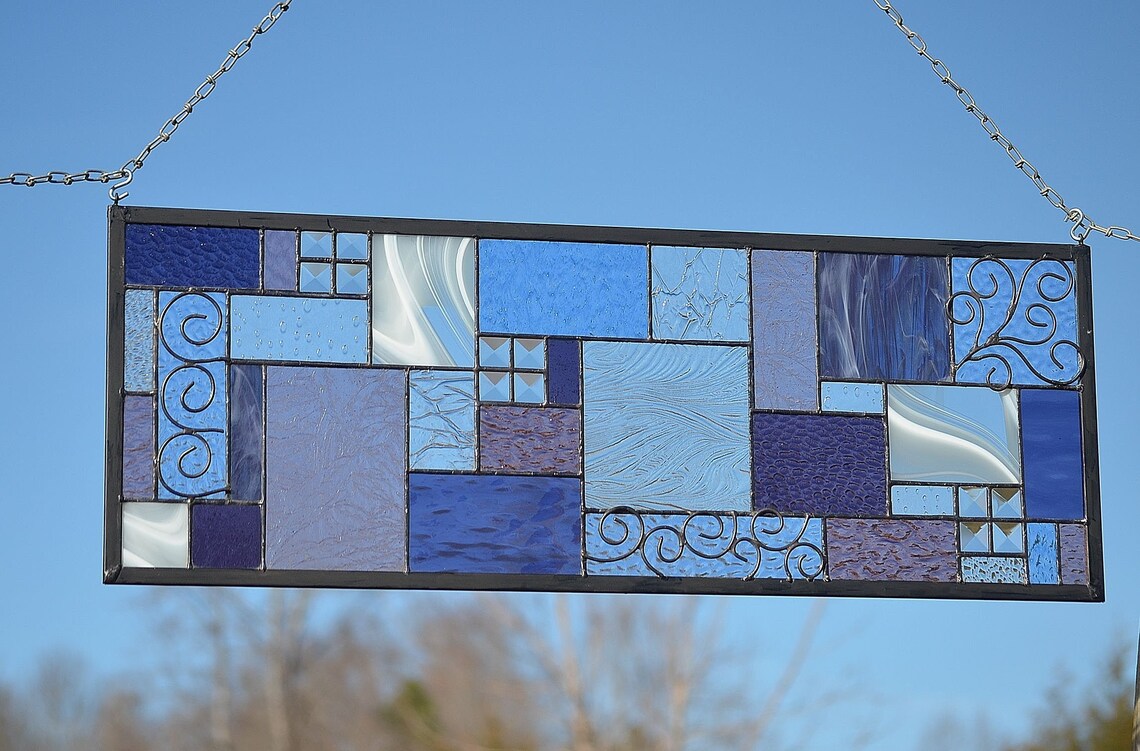 Mixed Media Hanging Stained Glass Window Stained Glass Art Etsy