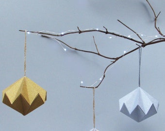 Geometric Metallic Diamond Christmas Ornament