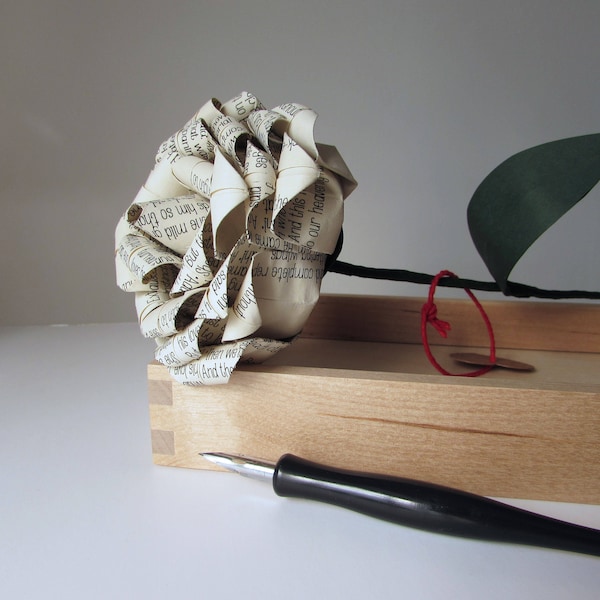 Personalised 1st Wedding Anniversary Paper Rose, Typewriter Inspired Flower