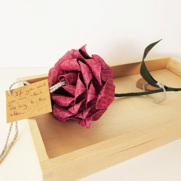 Personalisiert Willst Du mich heiraten? Origami Vorschlag einer Rose