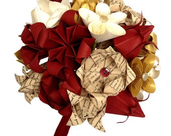 Ramo de boda de origami de flores mixtas de otoño
