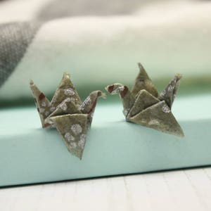 Japanese Blossom Origami Crane Stud Earrings
