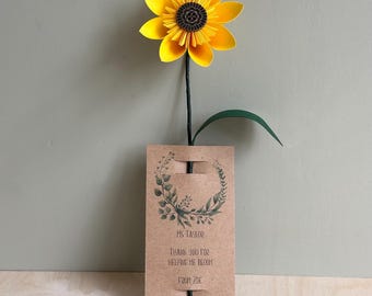 Cadeau de remerciement personnalisé pour professeur Origami Tournesol