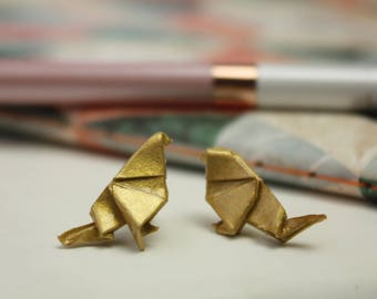Vogel Ohrringe Origami Metallic Gold