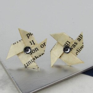 Pinwheel Text Stud Earrings Pinwheel Book Pages - Etsy