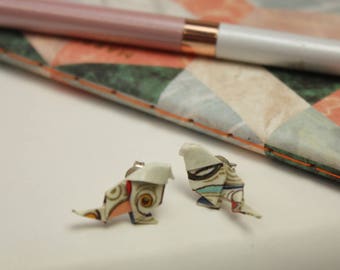 Bird Earrings Origami Abstract Art