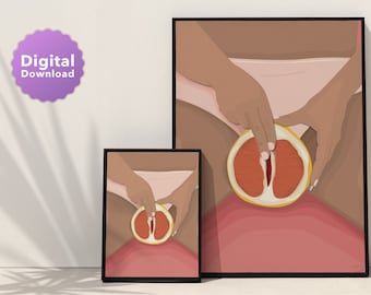 Grapefruit Vulva | women divine feminine | wall art | yoni art | gift idea | digital download | female body art