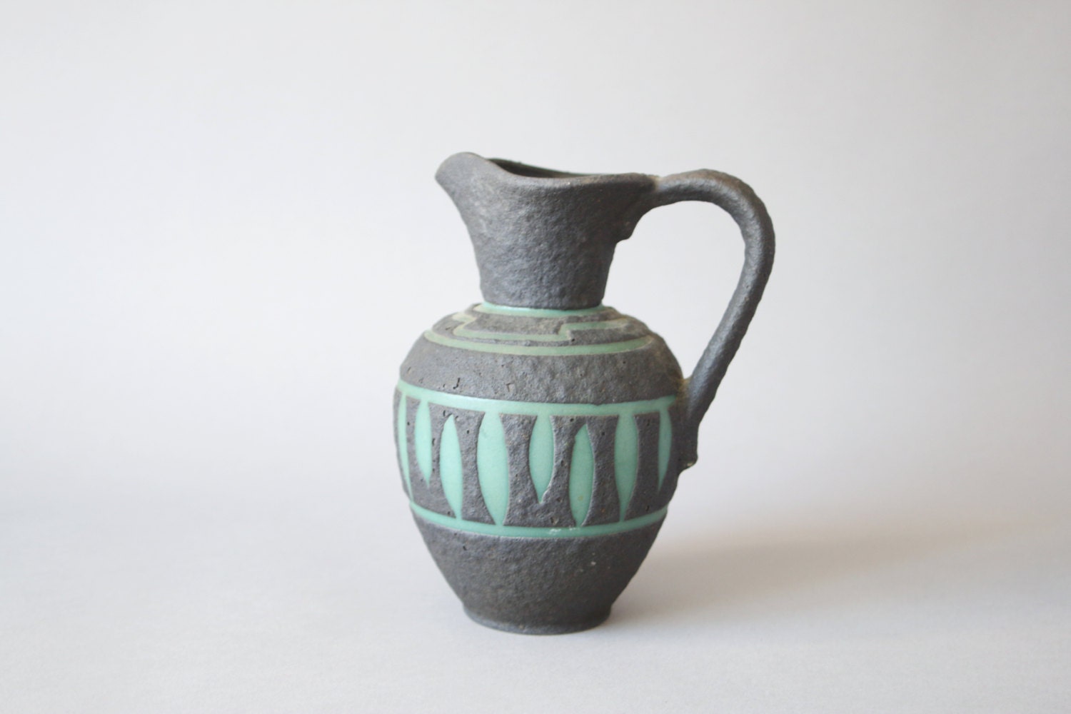 Cruche Vintage Cruche Céramique Allemande, German Pottery, Vase Fat Lava, Années 60 Ü-Keramik, Vert 