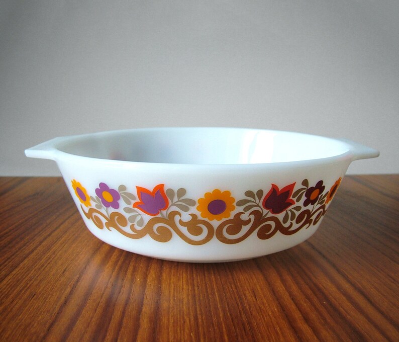 Vintage English JAJ Pyrex Casserole Plate Serving Dish Mid Century