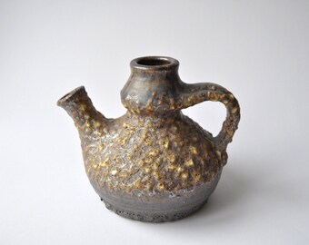 Vintage German pottery vase flowerpot in a volcanic glaze fat lava 70s Jopeko  Paris glaze in teapot shape