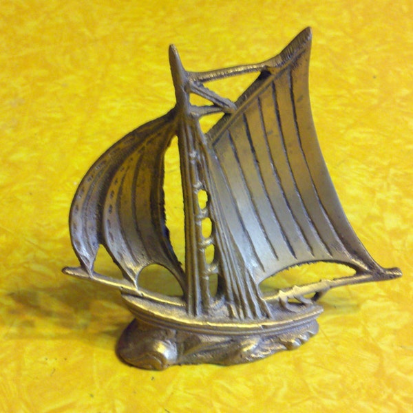 Made in India Brass Sailboat Paperweight Decor