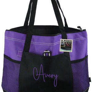 Custom Embroidery Monogram on Bag Personalized Gemline Select Zipper Tote