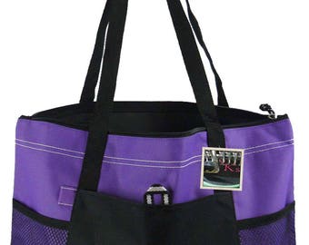 Golden Retriever Embroidered Zippered Tote Bag – Custom Monogram Dog Lover Gift