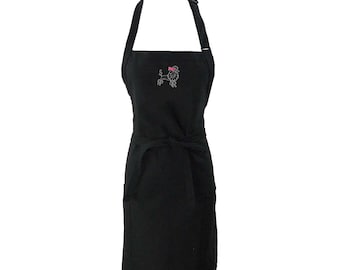 Poodle & Bow Custom Embroidered Apron 4 Sizes with Pockets Pet Groomer Smock Animal Shelter