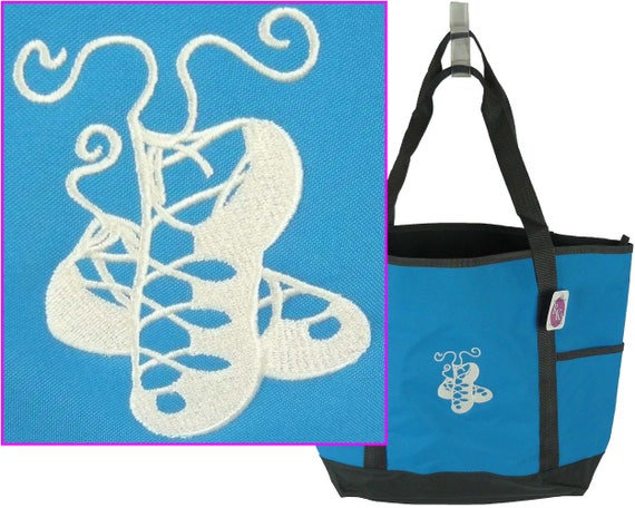 Irish Dance Shoes Monogram Bag On-The-Go Zipper Tote Ghillies St. Patrick's Day Irish Celebration + Free Name Custom Embroidered Il_570xn