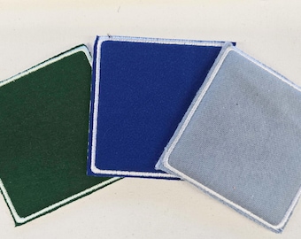 Blue, Forest Green Soft Square Upcycled Patches Blank | Sew on, Heat Bond, Hook & Loop