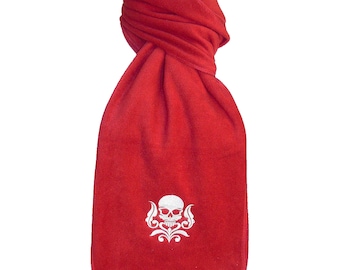 Skull Embroidery on Scarf Personalized Monogram Warm Fleece Custom Made