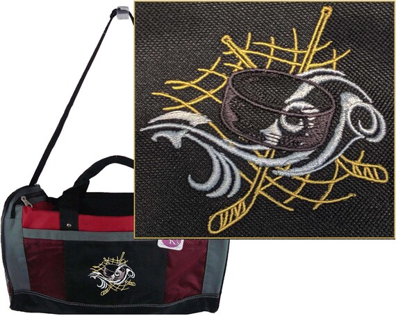 Hockey Sticks & Puck Custom Gemline Flex Sport Duffel Team Coach Monogram + Free Name Embroidered Overnight Travel Bag Il_570xn