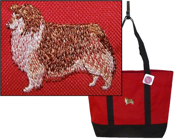 Sheltie Shetland Sheepdog Monogram Day Tote Bag Doggy Daycare + Free Pet Name Custom Embroidered Il_570xn