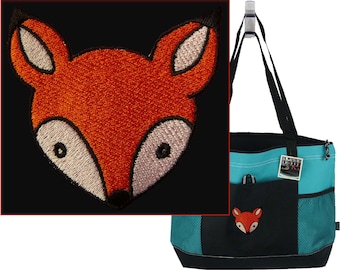 Fox Embroidery on Zipper Bag Personalized Monogram Woodland Creature Gemline Select Tote Custom Made Baby Shower Daycare Woodland Creature