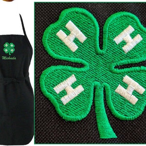 4H Embroidery on Apron Personalized Monogram Youth or Adult Size Personalized Kitchen Chef 4-H Art Smock Custom Made County Fair