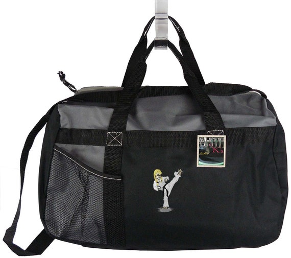 Karate Girl High Kick Monogram Gym Bag Martial Arts Gemline Sequel Sport Judo Duffel Tote + Name Monogram Custom Embroidered Il_570xn