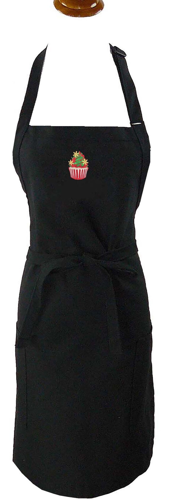 Christmas Cupcake Apron Monogram Youth or Adult Size Holiday Baking Custom Embroidered Smock Il_570xn