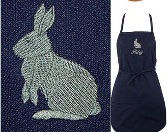 Bunny Rabbit Apron Youth or Adult Size Personalized Baking Kitchen Chef Artist Art Smock Custom Embroidered Rabbitry Rescue Volunteer Gift