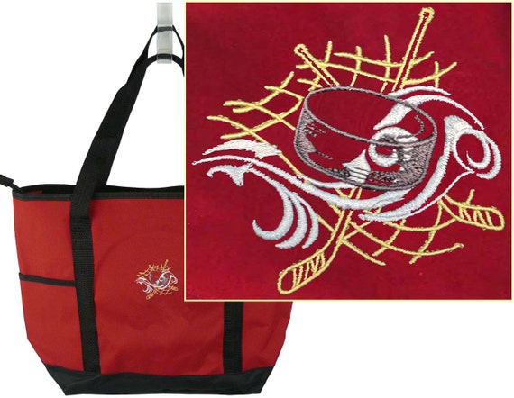 Hockey Sticks & Puck On-The-Go Tote Bag Custom Embroidered + Free Name Monogram Il_570xn