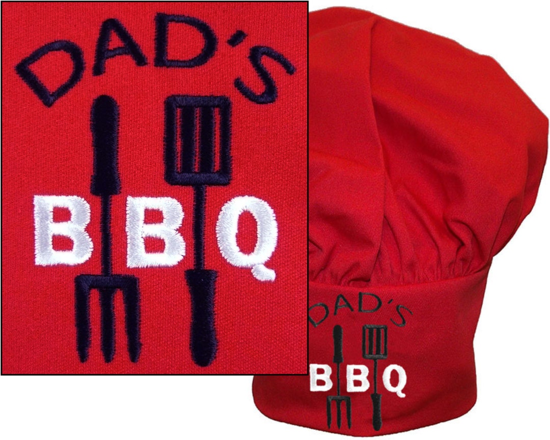 Dad's BBQ Embroidery on Chef Hat Father Kitchen Toque Cook Cap Master ...