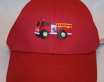 Fire Truck Monogram on Baseball Cap Custom Embroidered Hat Firefighter Hat + Personalization Available!