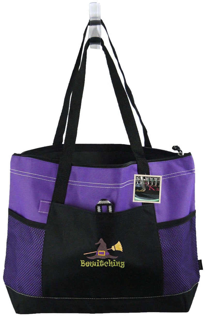 Bewitching Halloween Witch Hat Monogram Bag Purple Gemline Candy Zip Tote Gift Bewitching Halloween Witch Hat Monogram Bag Purple Gemline Candy Zip Tote Gift