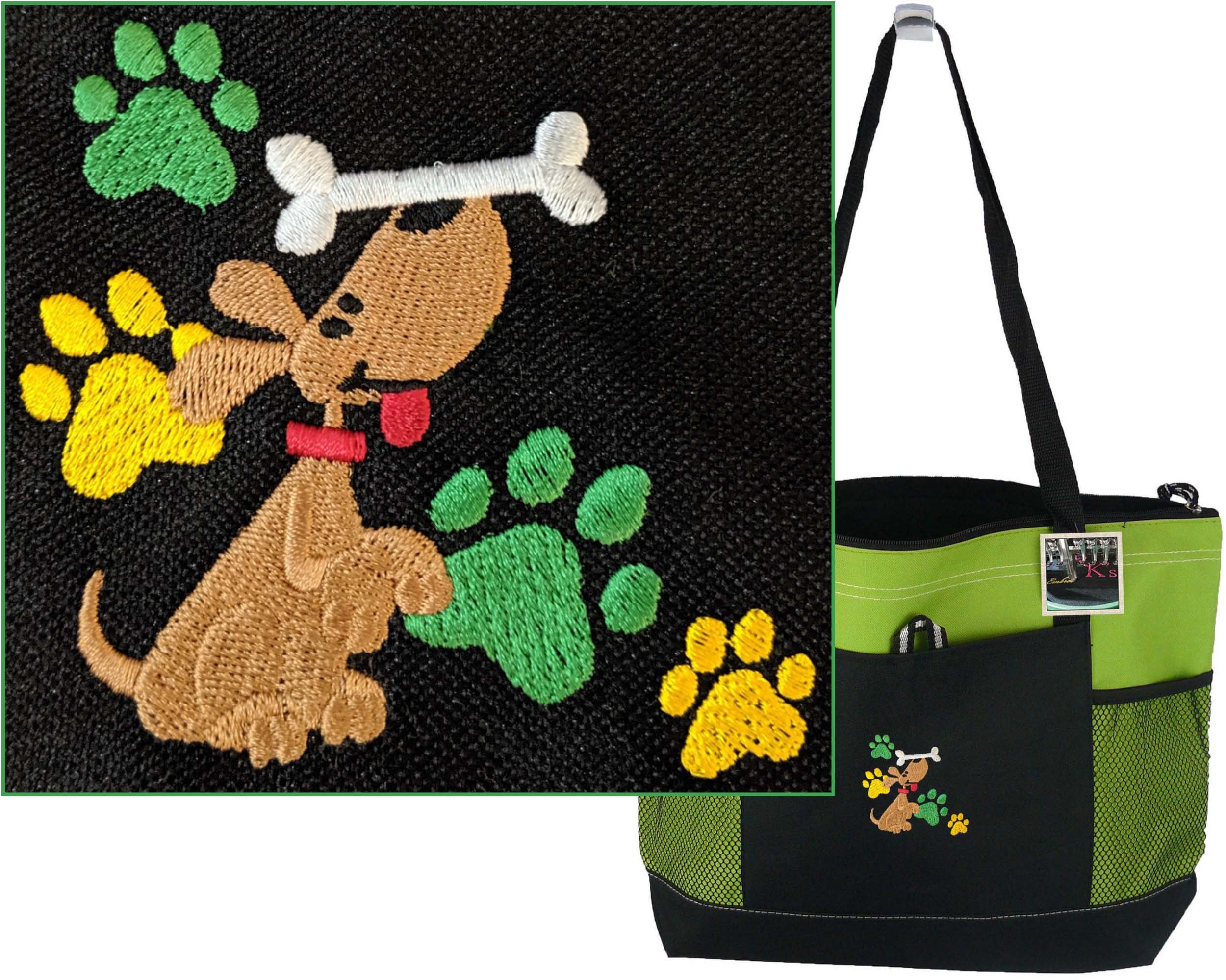 Puppy Dog Paw Prints Bone Monogram on Bag Personalized Gemline