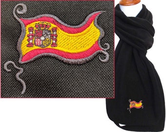 Spanish Flag Monogram on Scarf Personalized Warm Fleece Teacher Travel Gift Custom Embroidered