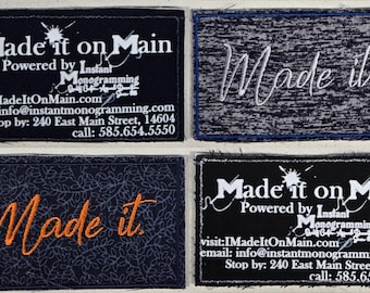 Business Cards Made Custom with Upcycled Fabric, 12 Embroidered Tagline, Printed Business Information