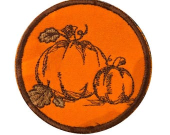 Pumpkin Patch Embroidered for Iron-On, Heat Applied, Hook & Loop Homemade